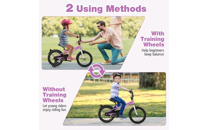 Kids Bike 16 Inch Training Bicycle with 2 Brakes for Ages 4-7