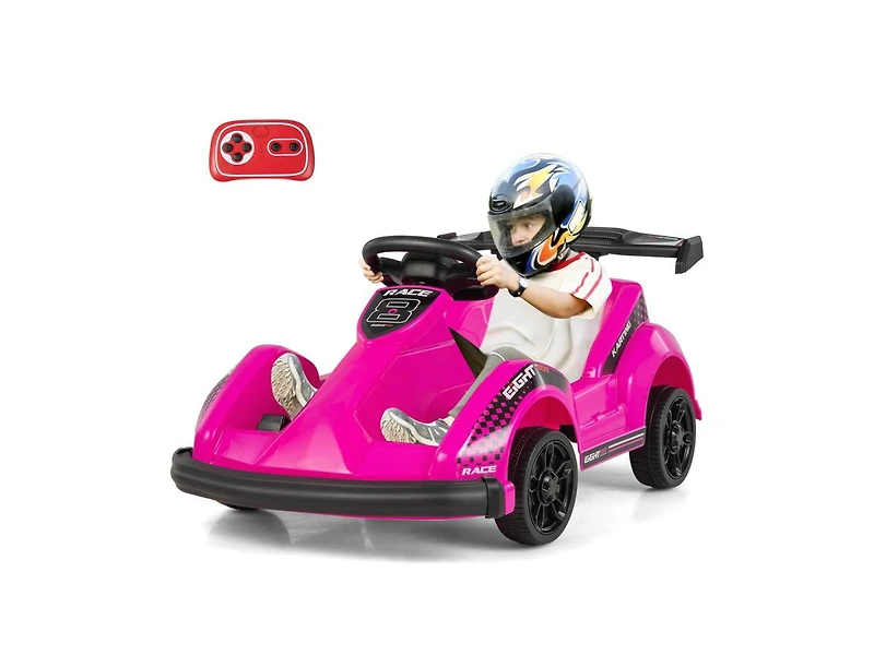 6V Kids Ride-On Go-Kart with Remote Control and Safety Belt - Pink