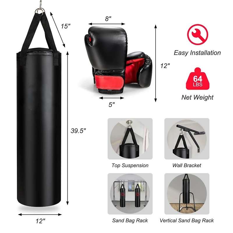 Filled Punching Bag Set with Boxing Gloves - 63 lbs