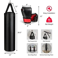 Filled Punching Bag Set with Boxing Gloves - 63 lbs