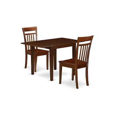 East West Furniture Dining Room Set Mahogany, NDCA3-mah-w