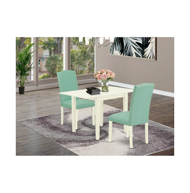 East West Furniture Dining Room Set Linen White