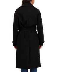 Sebby Collection Women's Long Belted Oversized Double Breasted Faux Wool Coat