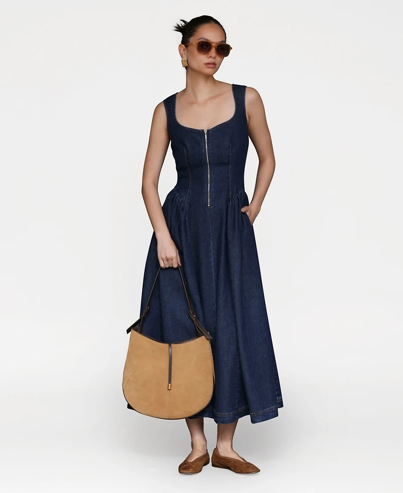 Avec Les Filles Women's Sweetheart Full Skirt Midi Dress