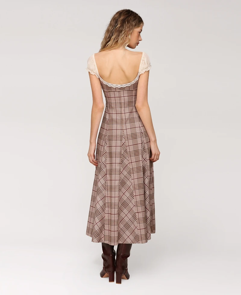 Avec Les Filles Women's Puff Sleeve Godet Midi Dress
