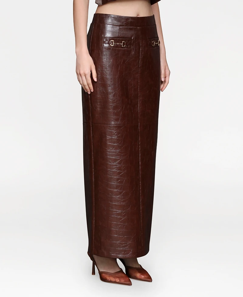 Avec Les Filles Women's Buckle-Detail Maxi Skirt