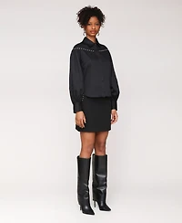 Avec Les Filles Women's Puff Sleeve Studded Shirt