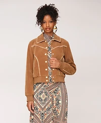 Avec Les Filles Women's Combo Piping Western Jacket