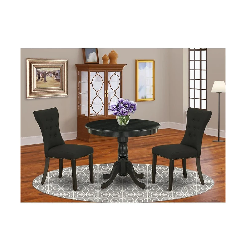 East West Furniture Dining Room Set Wirebrushed Black