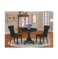 East West Furniture Dining Room Set Wirebrushed Black