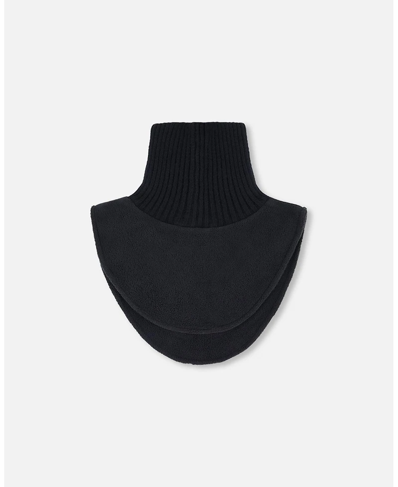 Deux par Kids Unisex Polar Fleece and Knit Neckwarmer Black - Toddler|Child
