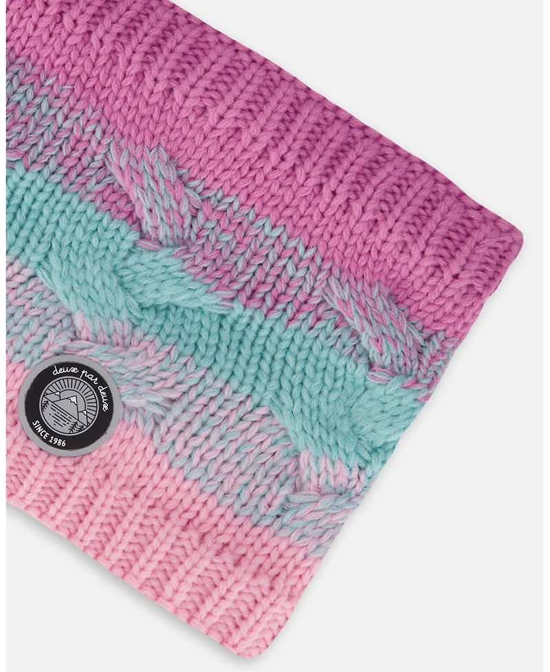Deux par Girl Lined Knit Neckwarmer Pink, Orange and Turquoise