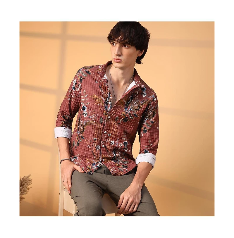 Campus Sutra Sunflower-Waffle Shirt