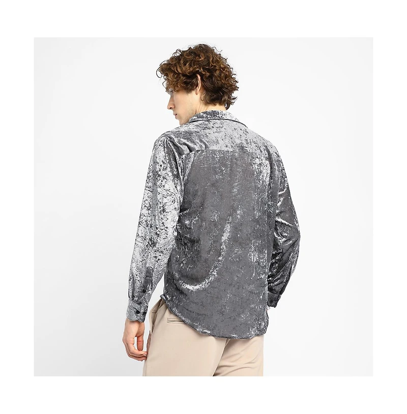 Campus Sutra Men's Solid Velvet Shirt