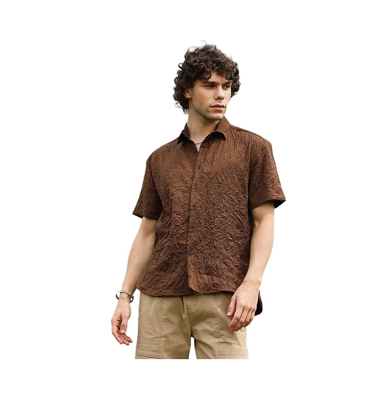 Campus Sutra Men's Crumple-Tactile Shirt
