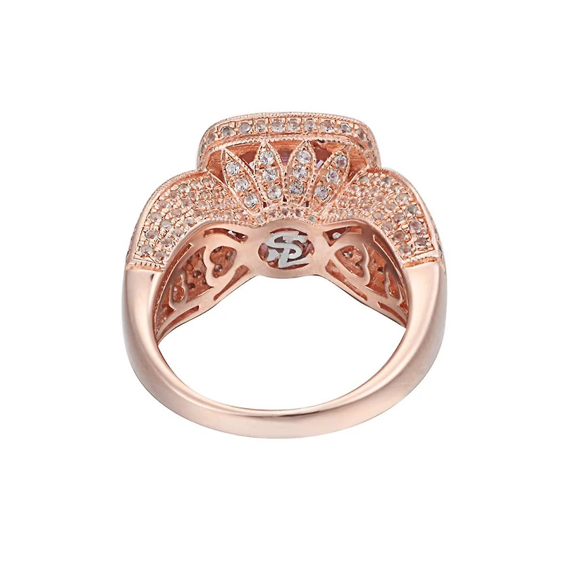 Suzy Levian Sterling Silver Cushion Cut Center Topaz Cocktail Ring