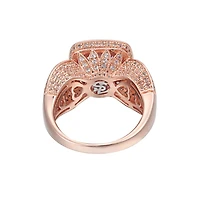 Suzy Levian Sterling Silver Cushion Cut Center Topaz Cocktail Ring