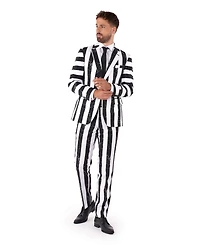OppoSuits Men's Beetlejuice Premium Costume - 80s Halloween Outfit Slim Fit Black White Includes Blazer, Pants and Tie