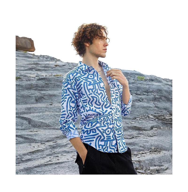 Campus Sutra Men's Contrast Graffiti Shirt