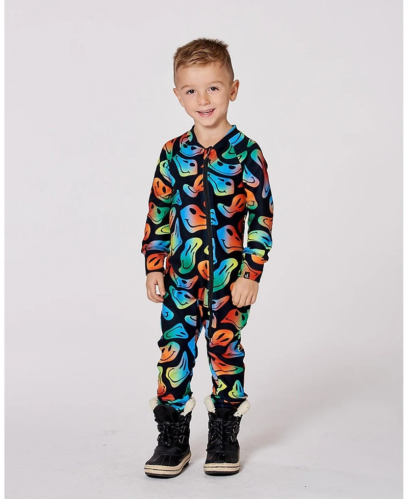 Deux par Deux Baby Boys One-Piece Thermal Underwear Smiley Face