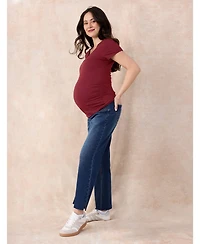 Motherhood Maternity Women's Under the Belly Wide Leg Crop Jeans