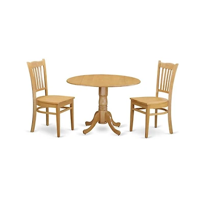 East West Furniture 3 Pc Dining room set - Dinette Table and 2 dinette Chairs