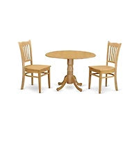 East West Furniture 3 Pc Dining room set - Dinette Table and 2 dinette Chairs