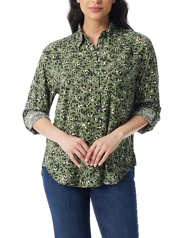 Gloria Vanderbilt Women's Amanda Floral-Print Oversized Shirt