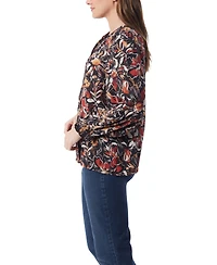 Gloria Vanderbilt Women's Danika Pleated Peasant Long Sleeve Top