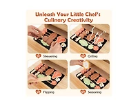 Akiudex Wooden Barbecue Grill Playset with Chalkboard, Sink, and Cabinet