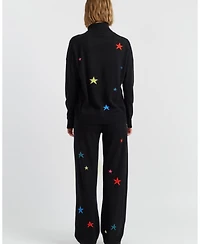 Chinti & Parker Women's Wool Cashmere Star Wide-Leg Track Pants