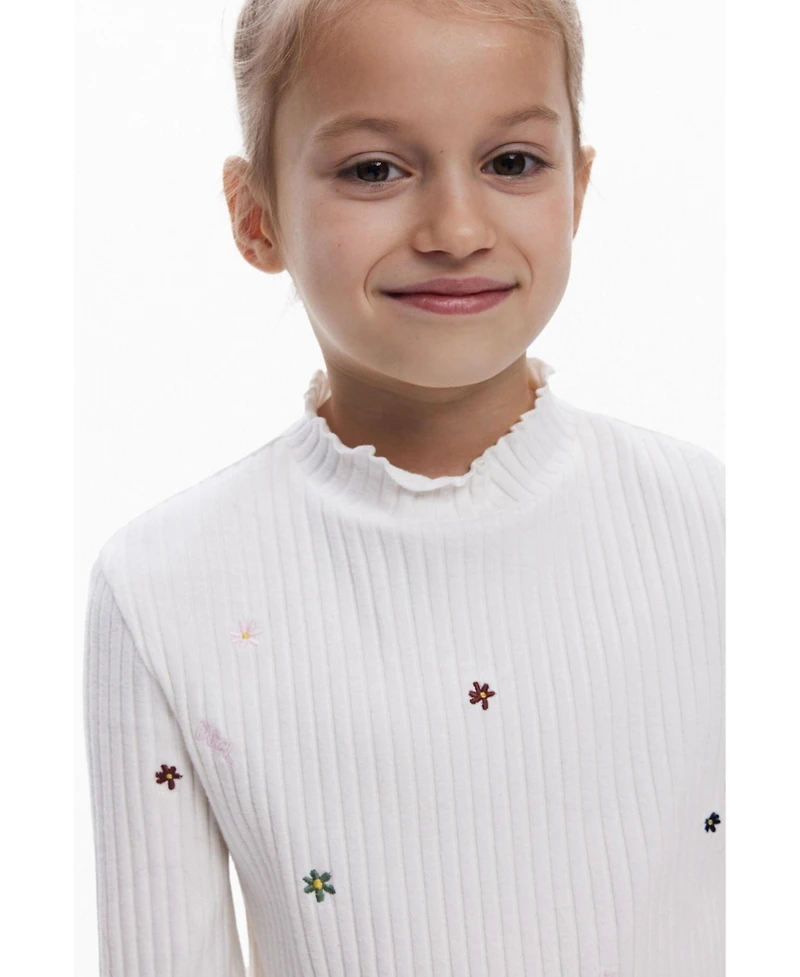 Desigual Girls Girls's Ribbed T-shirt with embroidery