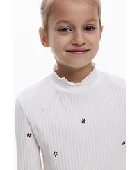 Desigual Girls Girls's Ribbed T-shirt with embroidery