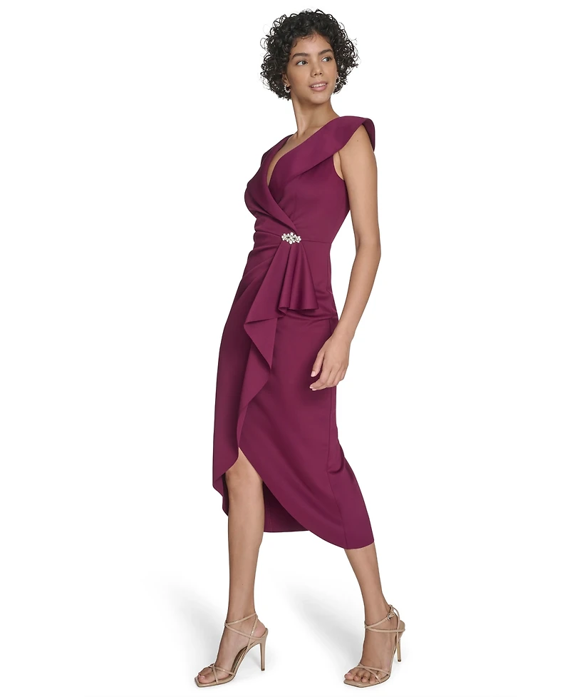 Jessica Howard Women's Sleeveless V-Neck Midi Dress