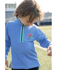 Florence Eiseman Stripe Performance Knit Half Zip With Sports Crest