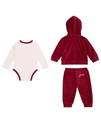 Guess Baby Girls 3-Piece Hooded Sweatshirt, Long Sleeve Bodysuit and Matching Pant Set