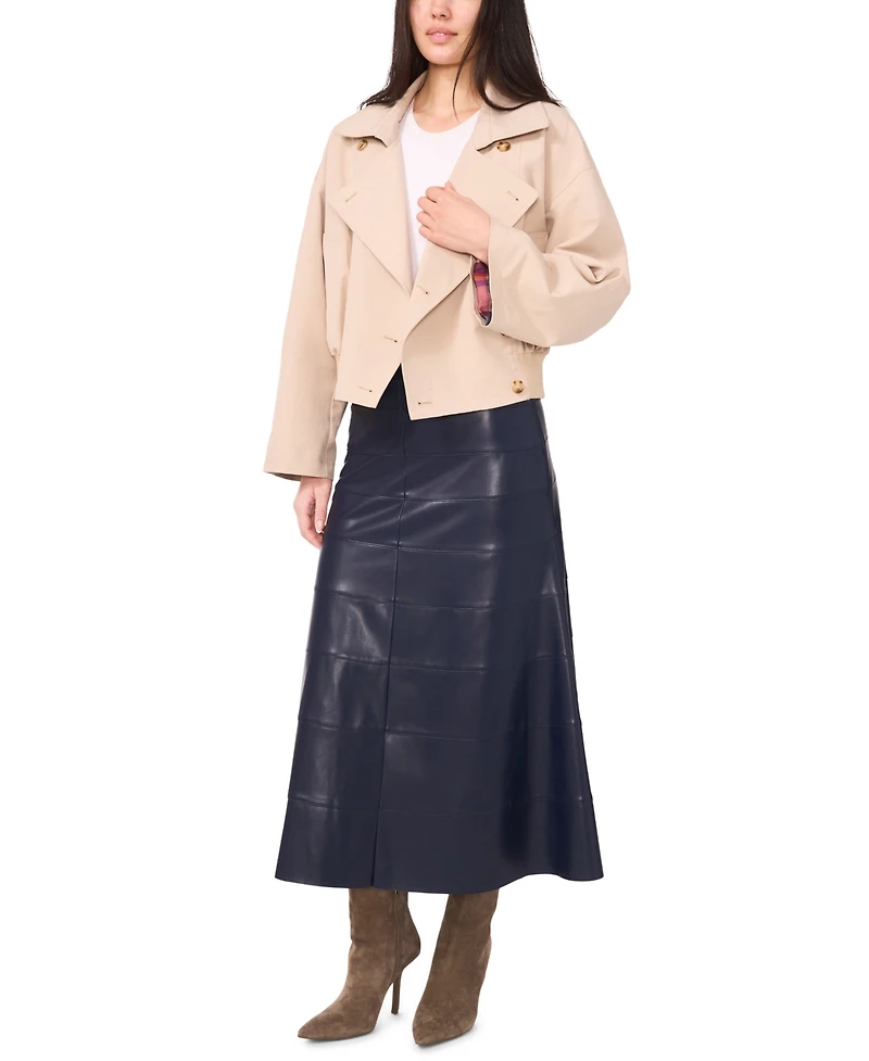 1.state Women's Cropped Smocked Waist Trench Coat