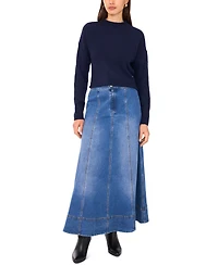 1.state Women's Long Sleeve Mock Neck Rolled Hem Sweater