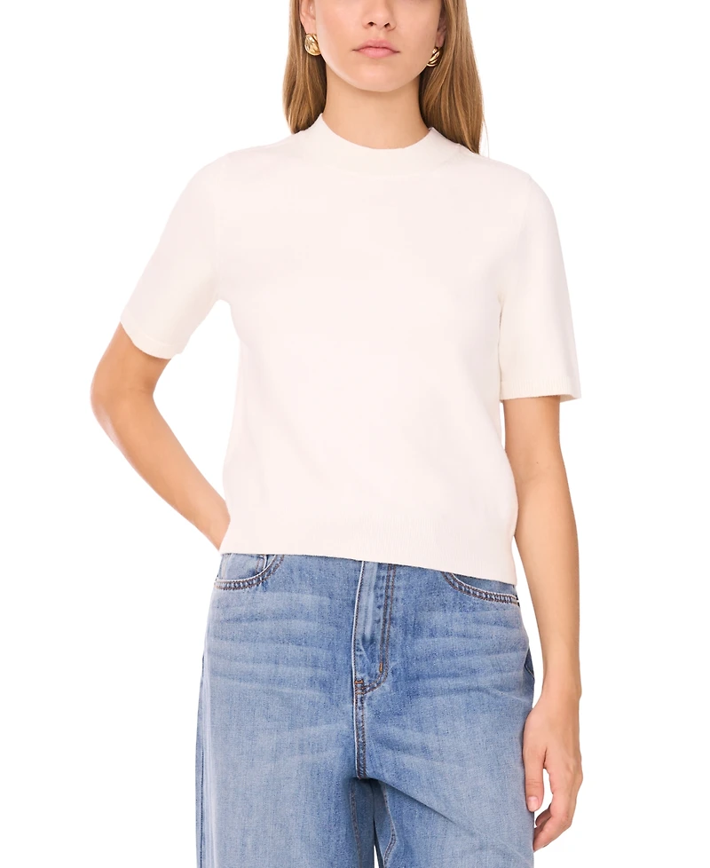 1.state Saddle Short Sleeve Crewneck Sweater