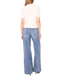 1.state Saddle Short Sleeve Crewneck Sweater