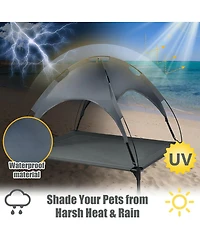 Portable Elevated Outdoor Pet Bed with Removable Canopy Shade - 42 Inch