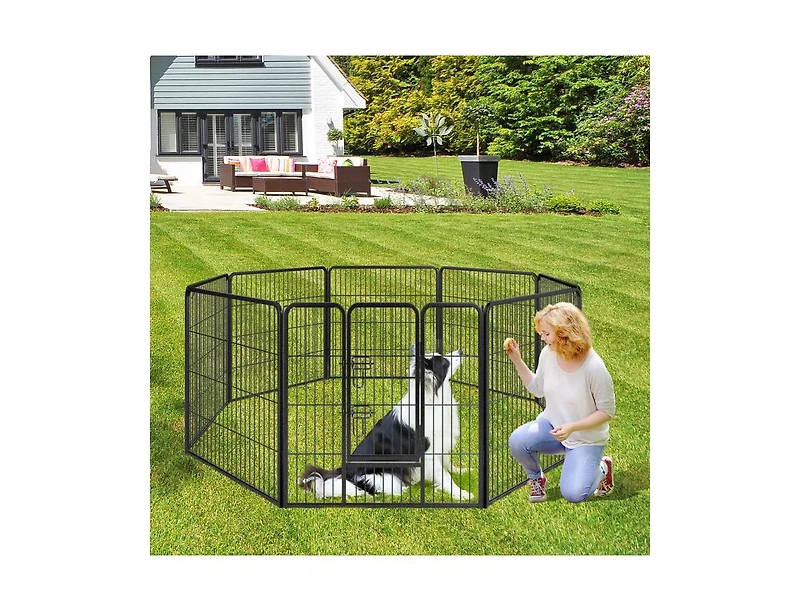 8-Panel 32 Inch Height Pet Fence for Indoor and Outdoor Use