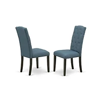 East West Furniture 5-Pc Kitchen Dining Room Set - 4 Dining Padded Chairs and 1 Modern Cement Kitchen Table Top with Button Tufted Chair Back