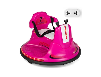 12V Kids Ride-On Bumper Car with Remote Control, Lights, and Music - Pink