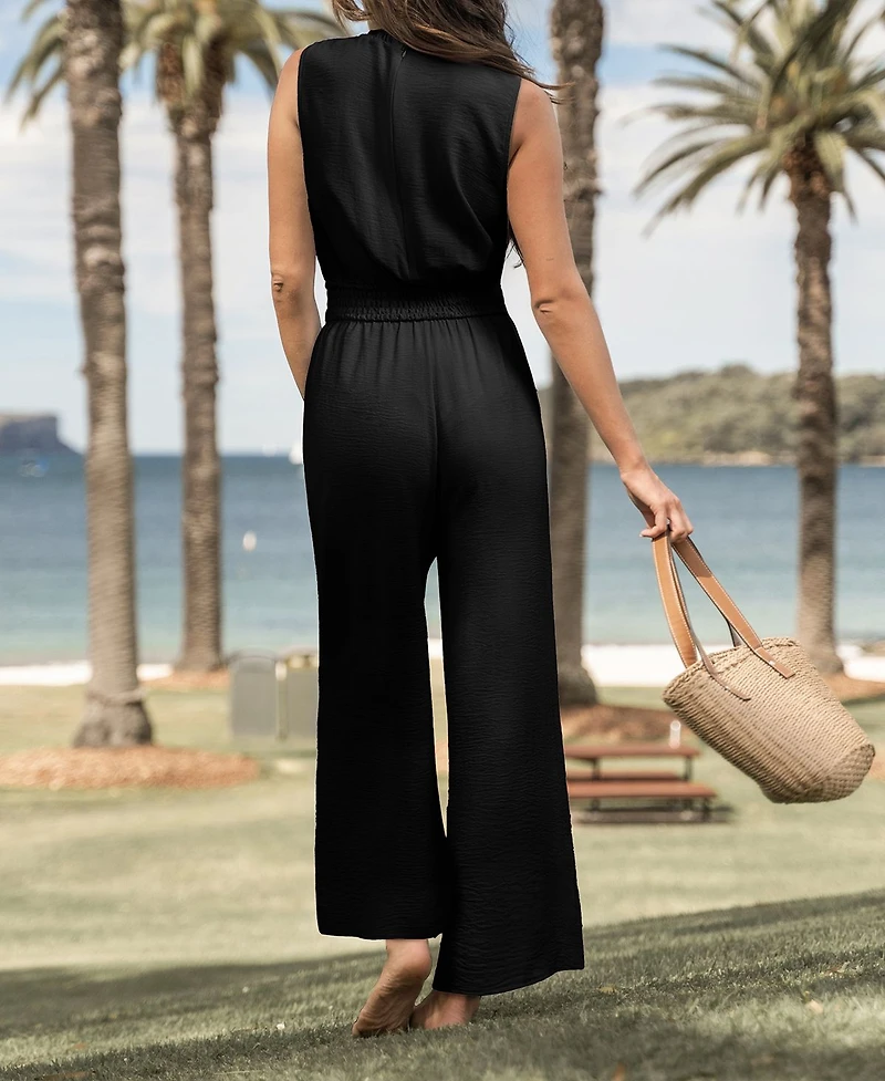 Cupshe Women's Ditsy Floral Sleeveless Smocked Jumpsuit