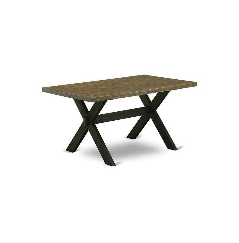 East West Furniture 5-Piece Kitchen Dining Table Set Included 4 Parson Dining chairs Upholstered Seat and High Button Tufted Chair Back and Rectangula