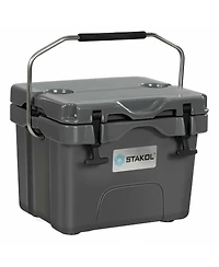 16 Quart Portable Insulated Ice Cooler with 24-Can Capacity and 2 Cup Holders - Gray