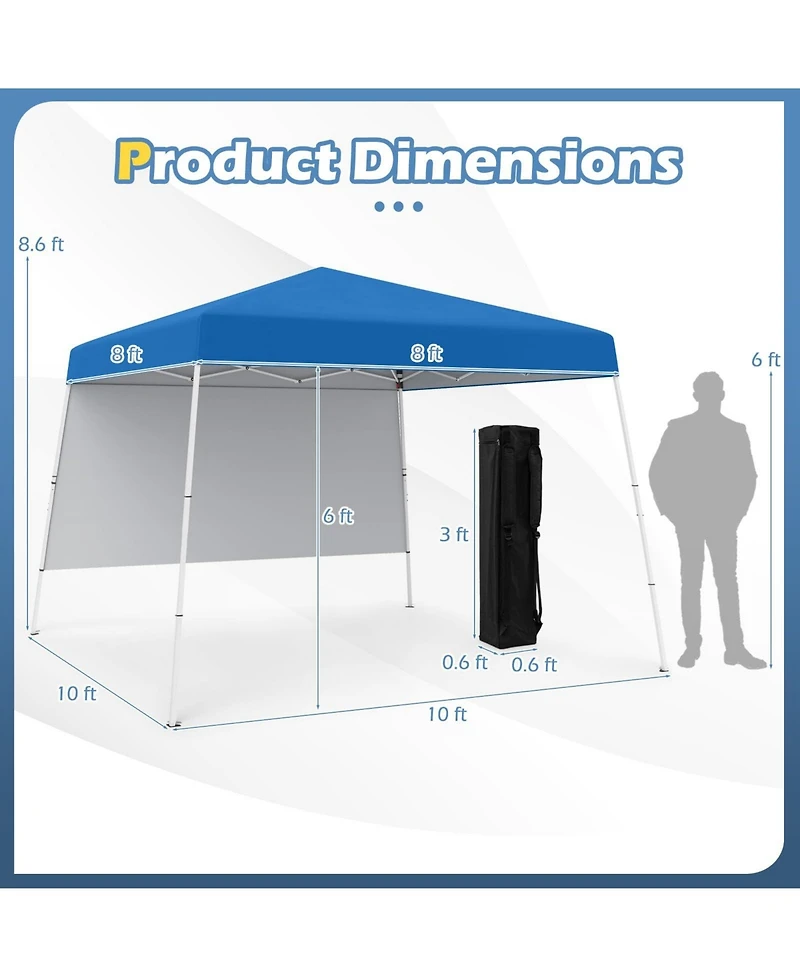 8 X 8 Feet Pop up Canopy Tent with 1 Sidewall and Portable Backpack