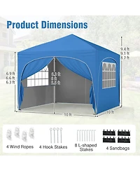 10 X 10 Ft Pop up Canopy Tent with 4 Removable Sidewall