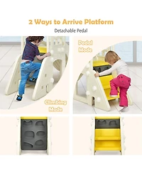 6-in-1 Large Slide for Kids Toddler Climber Slide Playset with Basketball Hoop